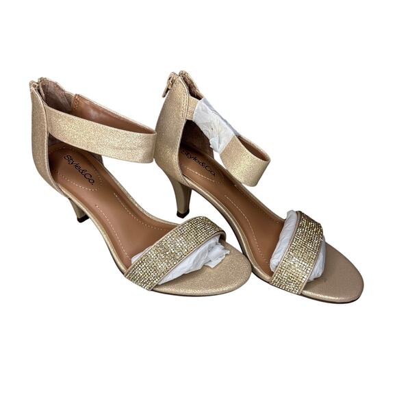 Style & Co Platino Evening Sandals 5.5 NWT Ankle Strap Glitter Heels - Picture 3 of 8